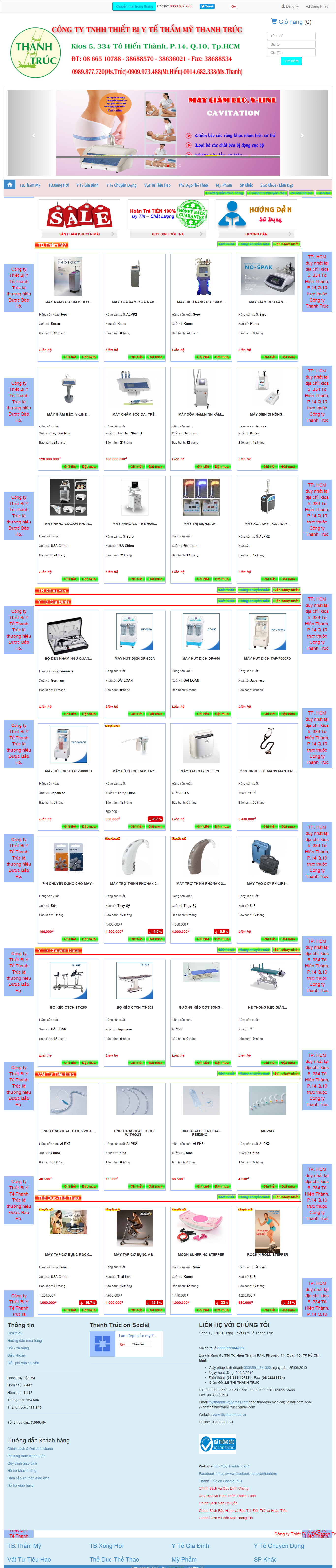 Thiết kế website thiết bị y tế - dụng cụ y tế, máy nâng cơ, máy giảm béo của Công ty Thanh Trúc